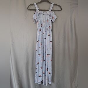 One Step Up Floral Cold Shoulder Striped Maxi Dress Kids 10/12
